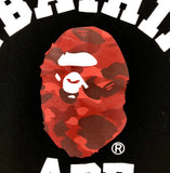 A Bathing Ape Red Camo College Logo Black Tee