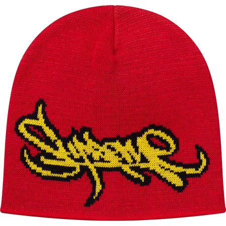 Supreme Tag Logo Beanie Red