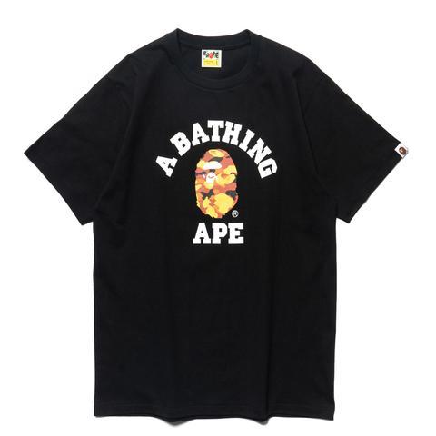 A Bathing Ape Orange Camo College Tee Black