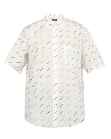Balenciaga All Over Poplin Shirt White