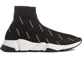 Balenciaga Speed Trainer Logo Print Black White