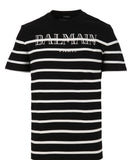 Balmain Paris Striped Logo Tee Black