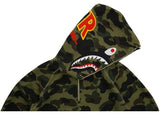 A Bathing Ape Ultimate 1st Camo PONR Shark Half Zip Raglan Pullover Hoodie Green2