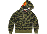 A Bathing Ape Ultimate 1st Camo PONR Shark Half Zip Raglan Pullover Hoodie Green1