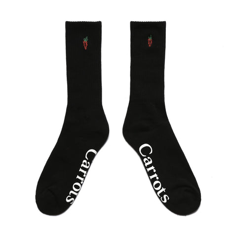 Carrots Wordmark Crew Socks Black
