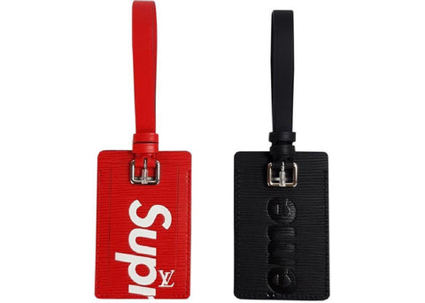 Louis Vuitton x Supreme Luggage Tag Set Epi Black/Red