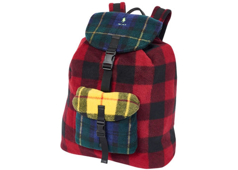 Authentic Palace Ralph Lauren Fleece Backpack Glen Plaid/Yellow/Buffalo