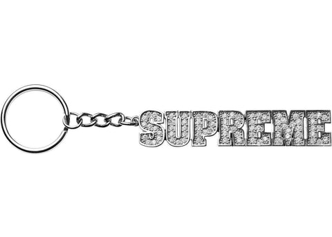 Supreme Block Logo Keychain Silver