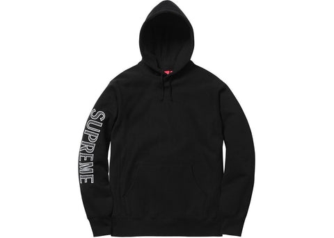 Supreme Sleeve Embroidery Hooded Sweatshirt Black