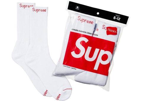 Supreme Hanes Socks (4 Pack) White