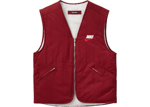 Supreme Nike Reversible Nylon Sherpa Vest Burgundy