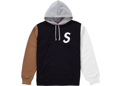 Supreme S Logo Color Blocked Hooded Sweatshirt Black