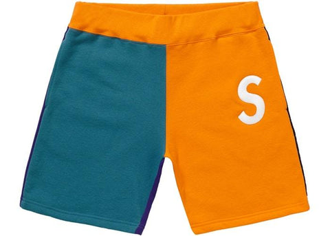 Supreme S Logo Color Blocked Sweatshorts Orange