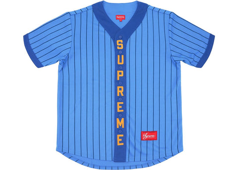 Supreme Vertical Logo Baseball Jersey Blue