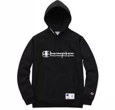 Supreme Champion Script Hooded Sweatshirt Black