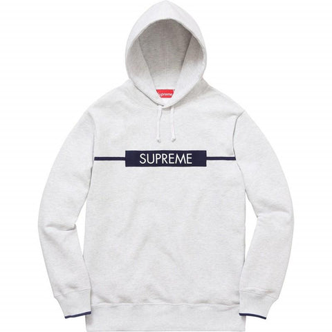 Supreme Chest Twill tape Hooded Sweatshirt Ash Grey