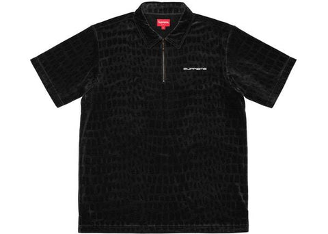 Supreme Croc Velour Zip Polo Black