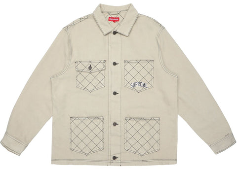Supreme Diamond Stitch Denim Chore Coat Tan