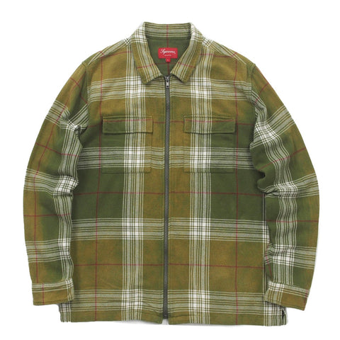 Supreme Green Faded Flannel Zip Up