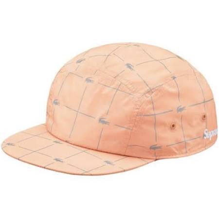 Supreme/Lacoste Peach Reflective Grid Camp Cap