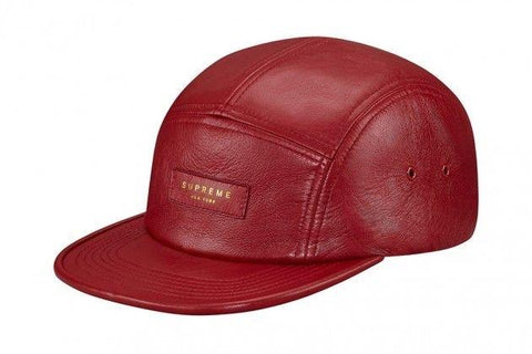 Supreme New York Leather Camp Cap Red