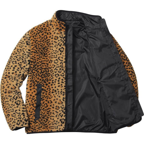 Supreme Leopard Fleece Reversible Jacket Black