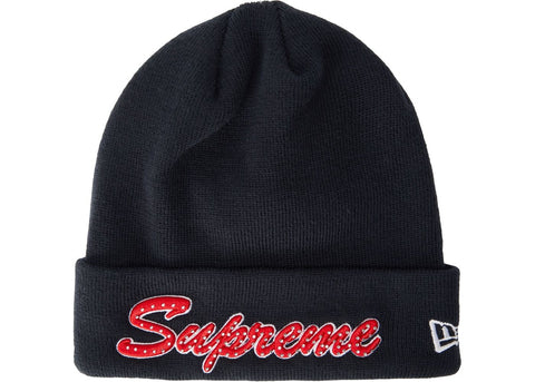 Supreme New Era Script Beanie Navy