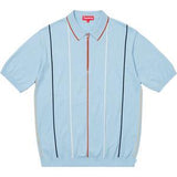 Supreme Pinstripe Half Zip Polo Light Blue