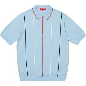 Supreme Pinstripe Half Zip Polo Light Blue