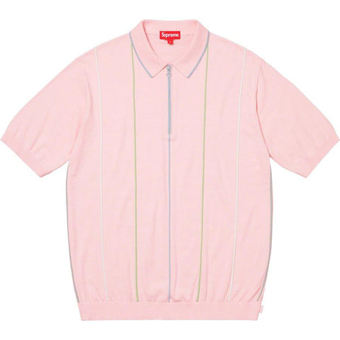 Supreme Pinstripe Half Zip Polo Pink
