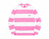 Supreme Striped Pique Crewneck (SS16) White/Pink