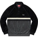 Supreme Stripe Velour Raglan L/S Polo Black