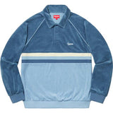Supreme Stripe Velour Raglan L/S Polo Blue