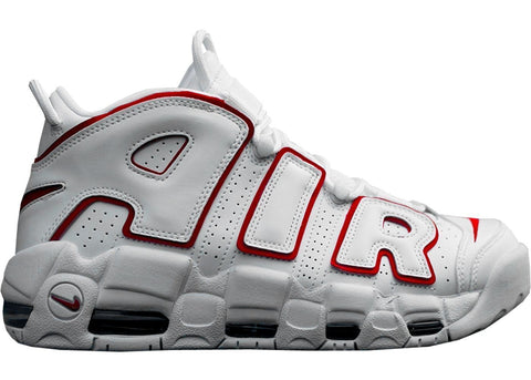 Air More Uptempo White Varsity Red Outline