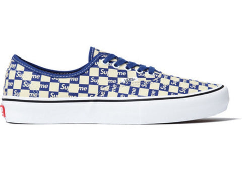 Vans Authentic Supreme Blue Checker Logo