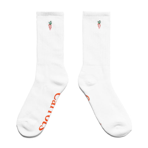 Carrots Wordmark Crew Socks White