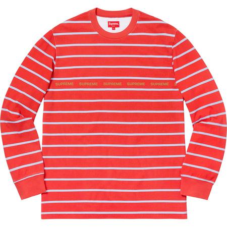 Supreme Printed Stripe Pique L/S Top Red1