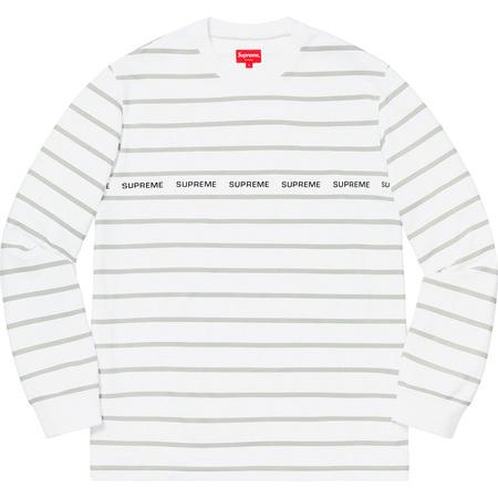 Supreme Printed Stripe Pique L/S Top White1