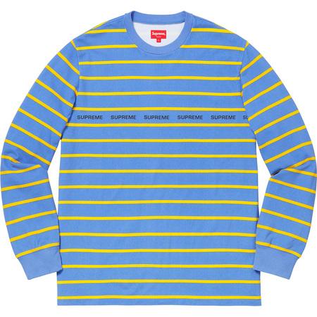 Supreme Printed Stripe Pique L/S Top Blue1